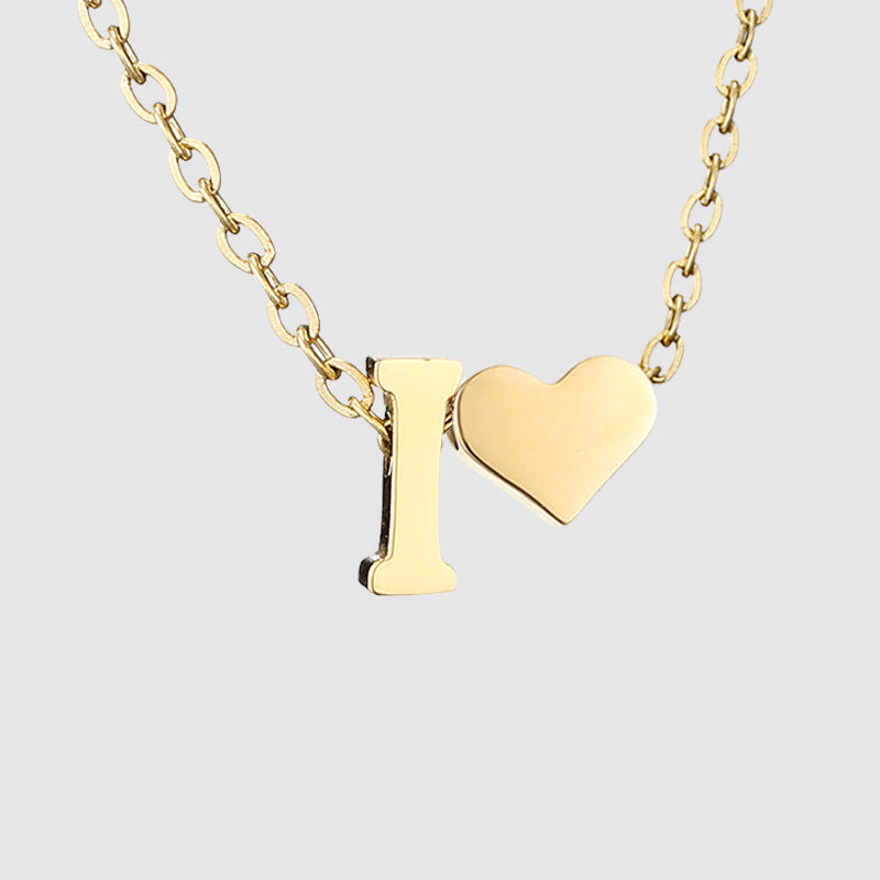 Personalized Heart Letter Pendant Stainless Steel Necklace