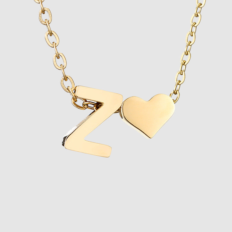 Personalized Heart Letter Pendant Stainless Steel Necklace