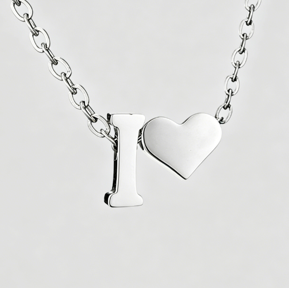 Personalized Heart Letter Pendant Stainless Steel Necklace