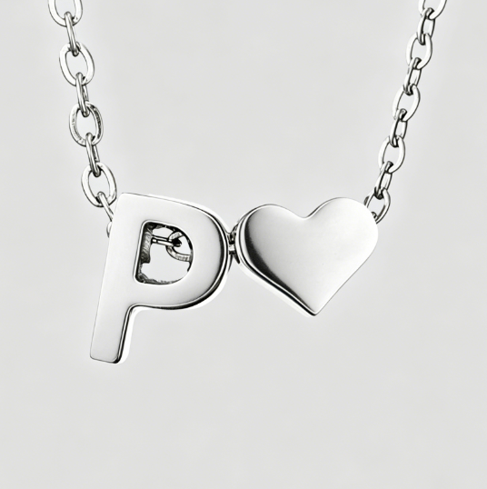 Personalized Heart Letter Pendant Stainless Steel Necklace
