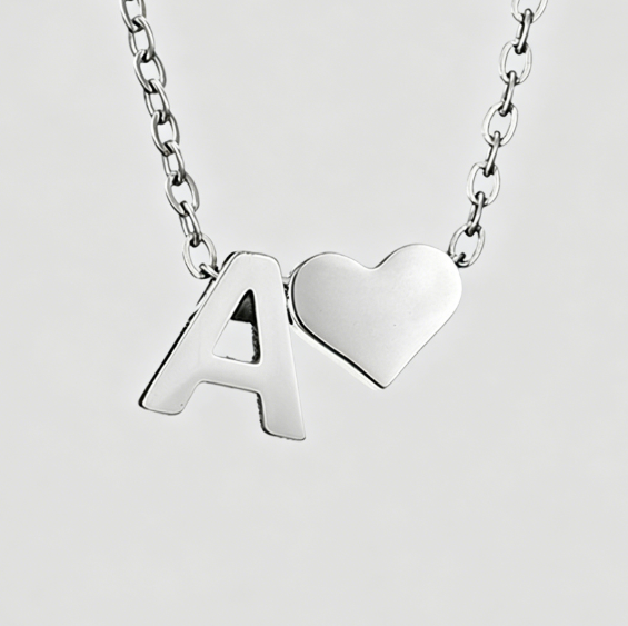 Personalized Heart Letter Pendant Stainless Steel Necklace