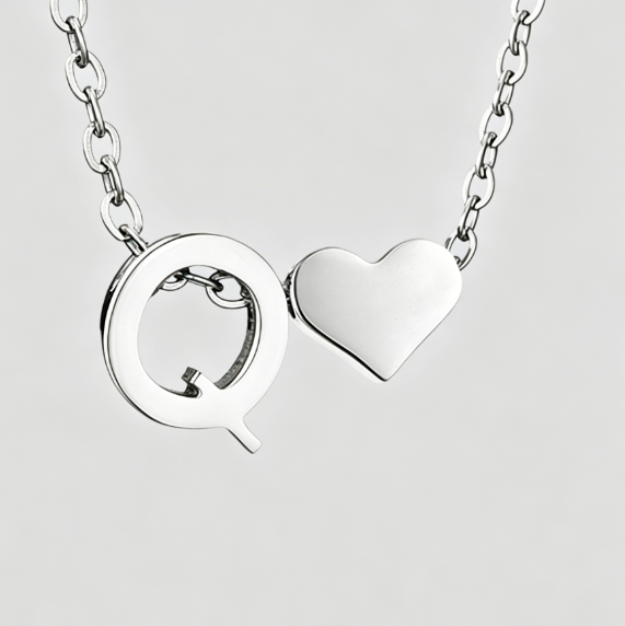 Personalized Heart Letter Pendant Stainless Steel Necklace