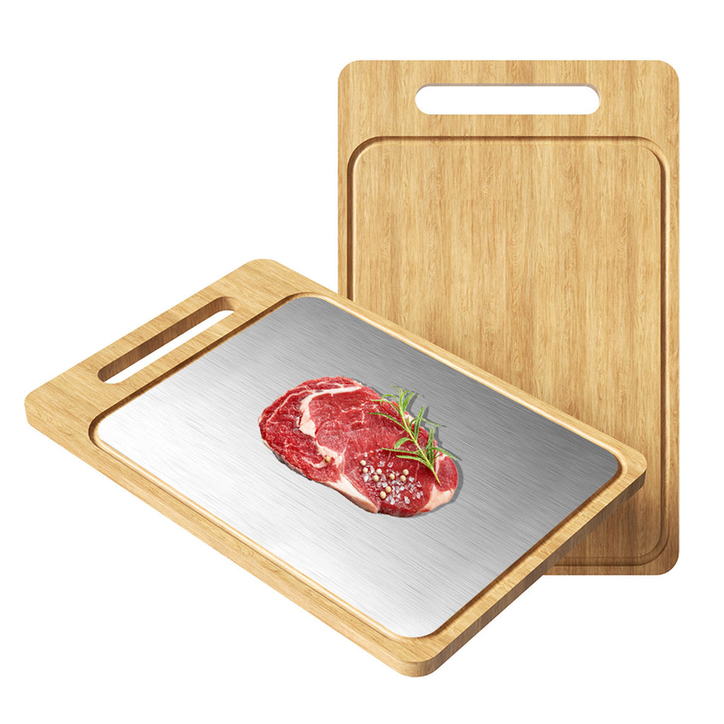 Stainless Steel and Bamboo Cutting Board