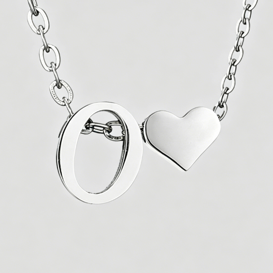 Personalized Heart Letter Pendant Stainless Steel Necklace