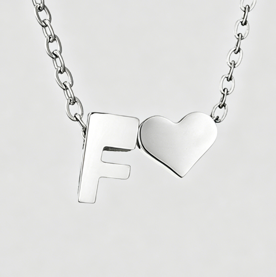Personalized Heart Letter Pendant Stainless Steel Necklace