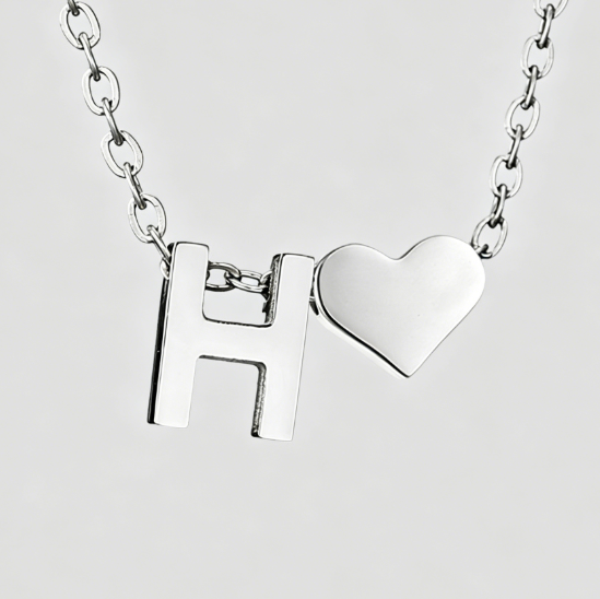 Personalized Heart Letter Pendant Stainless Steel Necklace