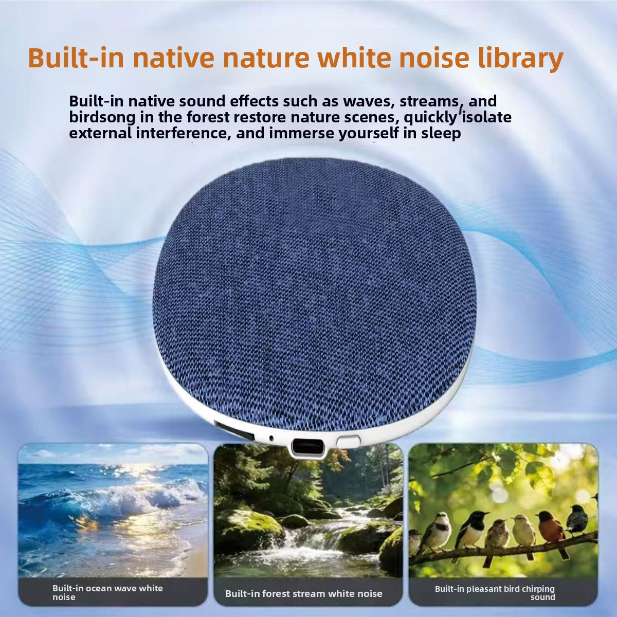 Ultra-Thin Wireless Bluetooth Pillow Speaker with White Noise