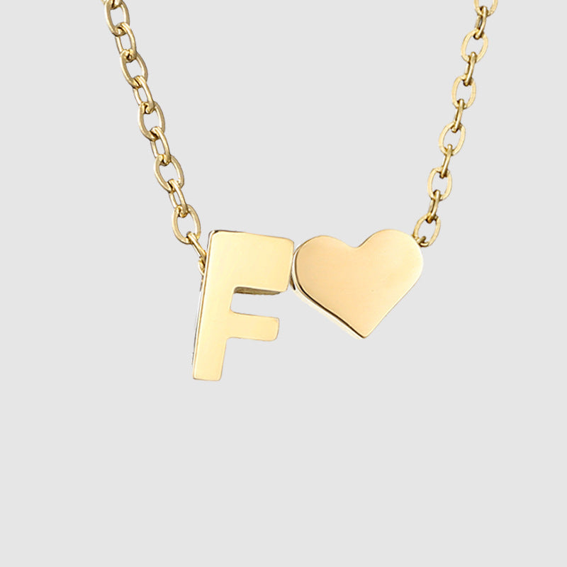 Personalized Heart Letter Pendant Stainless Steel Necklace