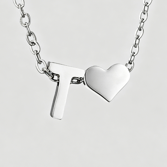 Personalized Heart Letter Pendant Stainless Steel Necklace