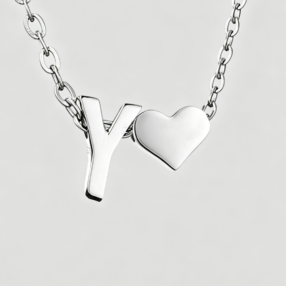 Personalized Heart Letter Pendant Stainless Steel Necklace